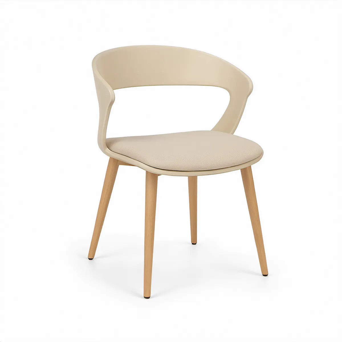 Jídelní židle s područkami 56 × 55 × 78 cm, béžová, přírodní bukové nohy
