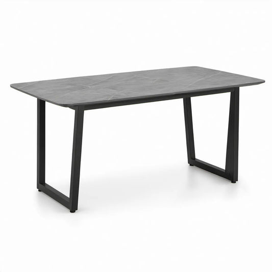 Jídelní stůl 140 × 80 × 75 cm se slinutou keramickou deskou, šedý/černý