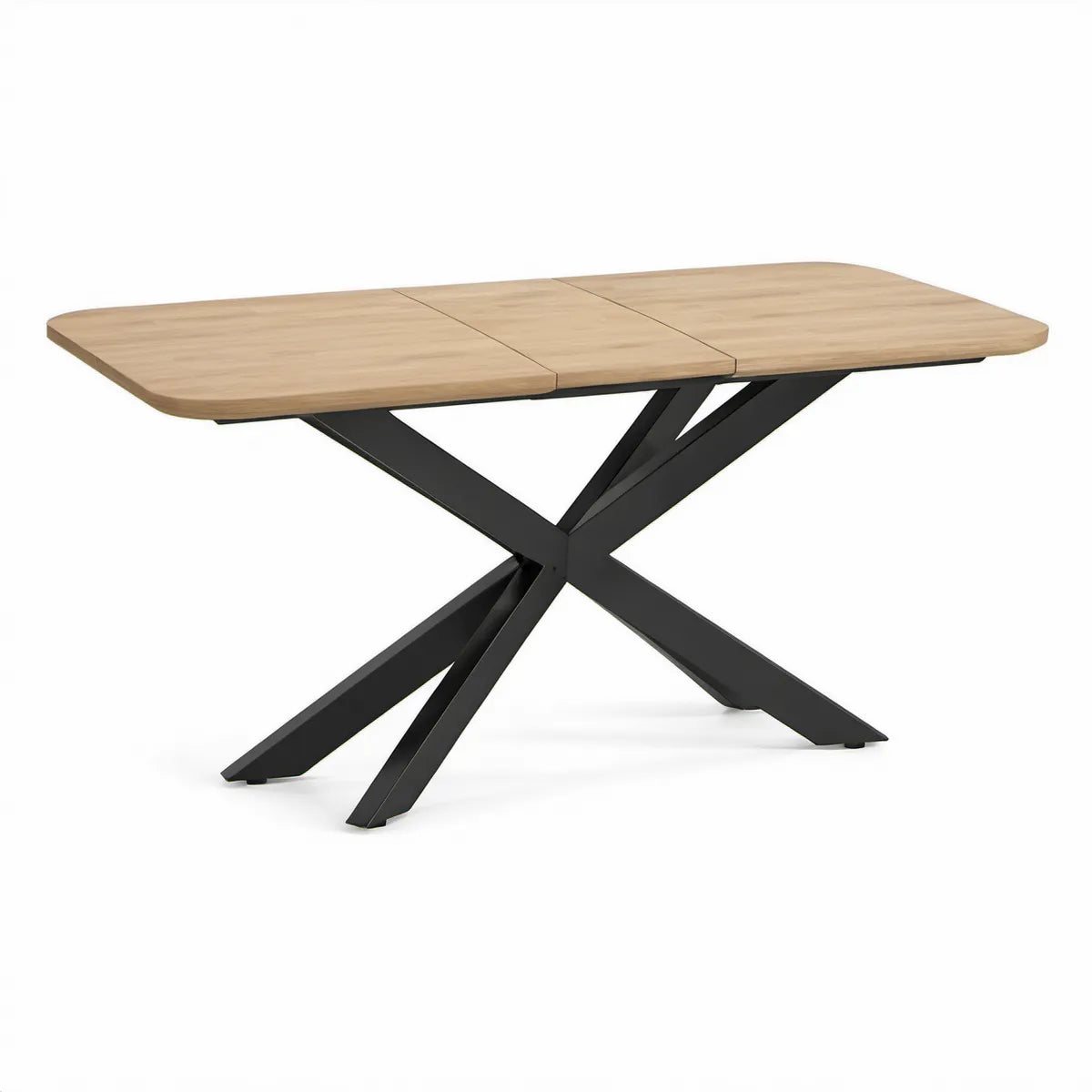 Rozkládací obdélníkový stůl 160–200 × 90 × 76 cm, přírodní dub a černá ocel